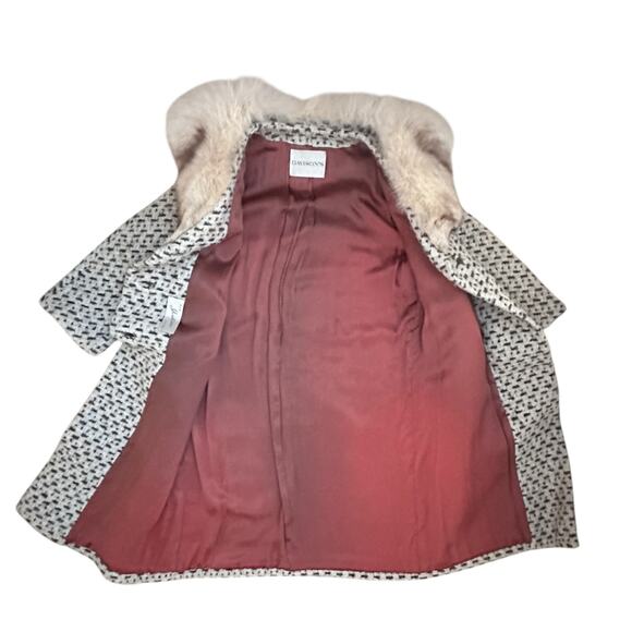 1950s Union Made Jeshiva New York Wool Tweed Coat Fur Collar Davison’s Vintage - Picture 7 of 13